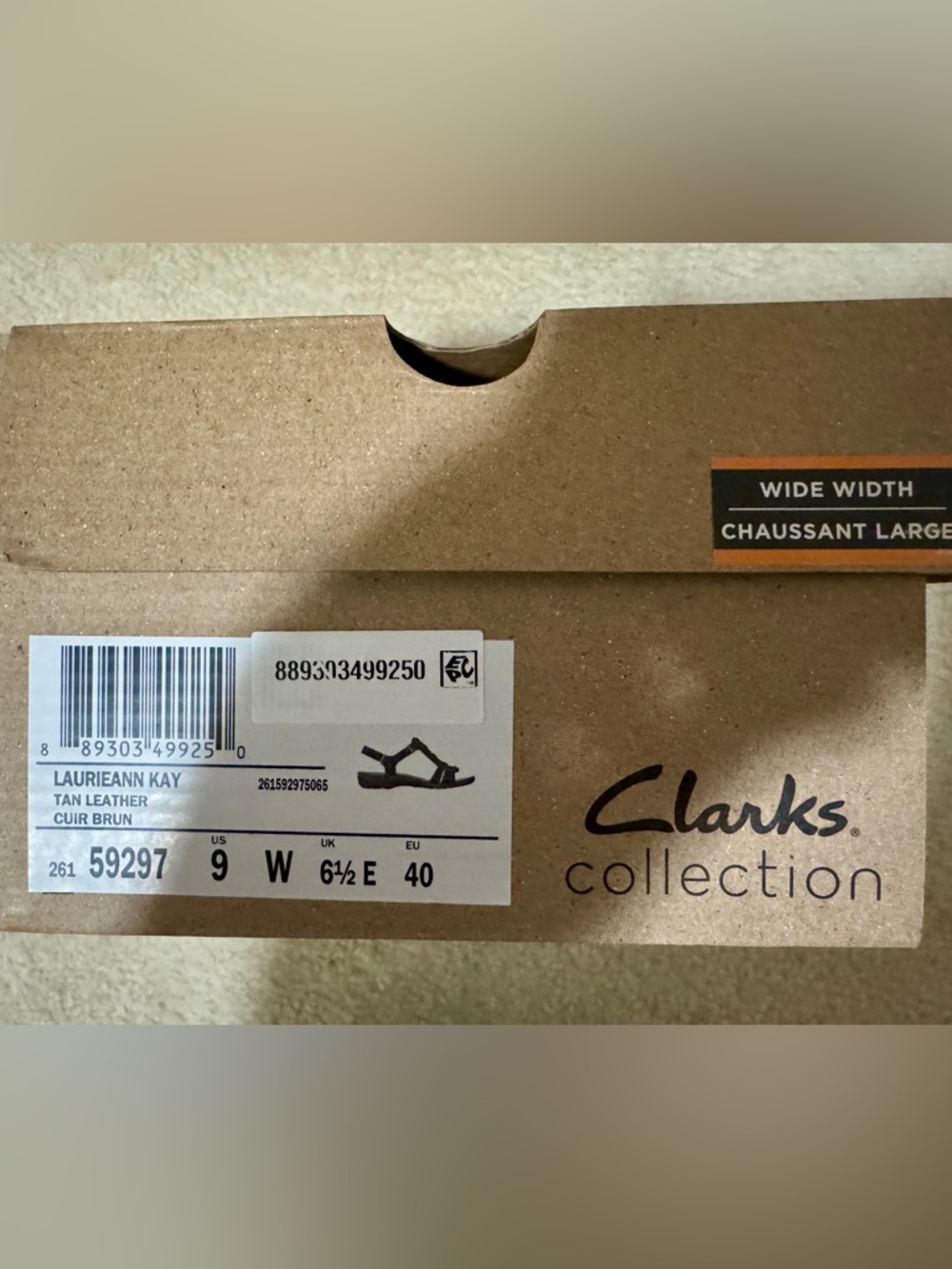 Clarks Women's Brown Leather T-Strap Slingback Wide Width Sandals Size 9W - Picture 5 of 5